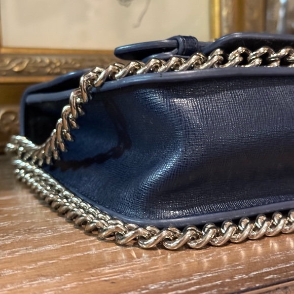 Furla Navy Blue Crossbody with Gold Tone Studs EUC - Picture 9 of 16